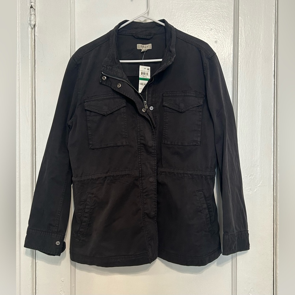 Style & Co Utility Twill Jacket - dark gray